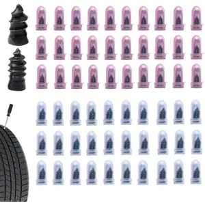 60PCS Tire Repair Rubber Nail Kit – Spiral Screw Tire Plugs, Quick DIY Puncture Repair Tool for Cars, Trucks & Motorcycles