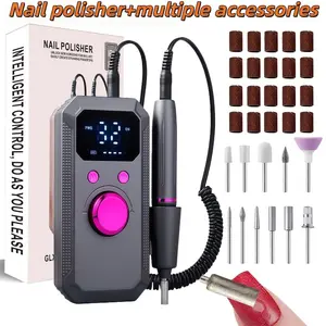 Wireless Electric Nail Drill File, Professional Manicure Tool, Multiple Grinding Heads, LED Display, 32 Speed Settings, Portable Gift, Nail Drill Polisher, Nail Art Tools