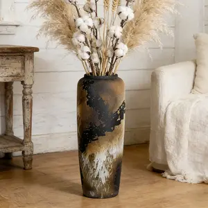 Rustic Ceramic Vase (20"/16") | Heavy-Duty Vintage Decor for Floor & Table | Modern Farmhouse Art Piece