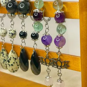 Stainless Steel Genuine Crystal Dangly Earrings For Healing, Balance, Alignment
