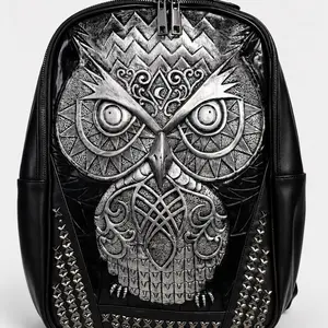 Silver Shadow Owl Backpack – Premium 3D Designer Travel Bag SKU: 3198