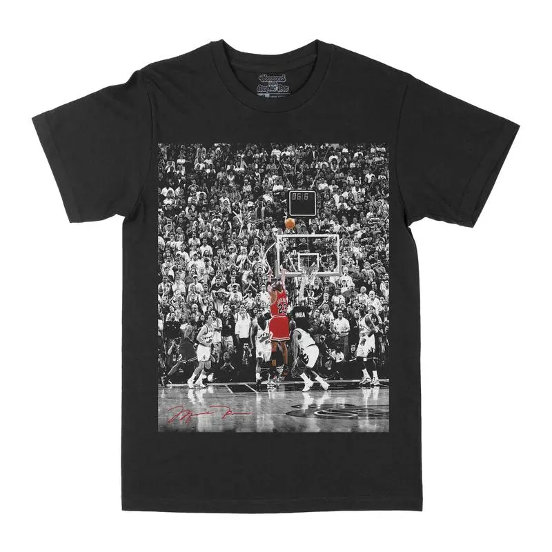 pluok seap Michael Jordan Signature Moment Graphic Tee Classic Crew-Neck Short-Sleeve Jet Black Premium Cotton Blend Unisex Casual Regular Fit Men's Basketball Shirt