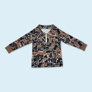 Brown camouflage western hunting season baby kids boys long sleeve pullover