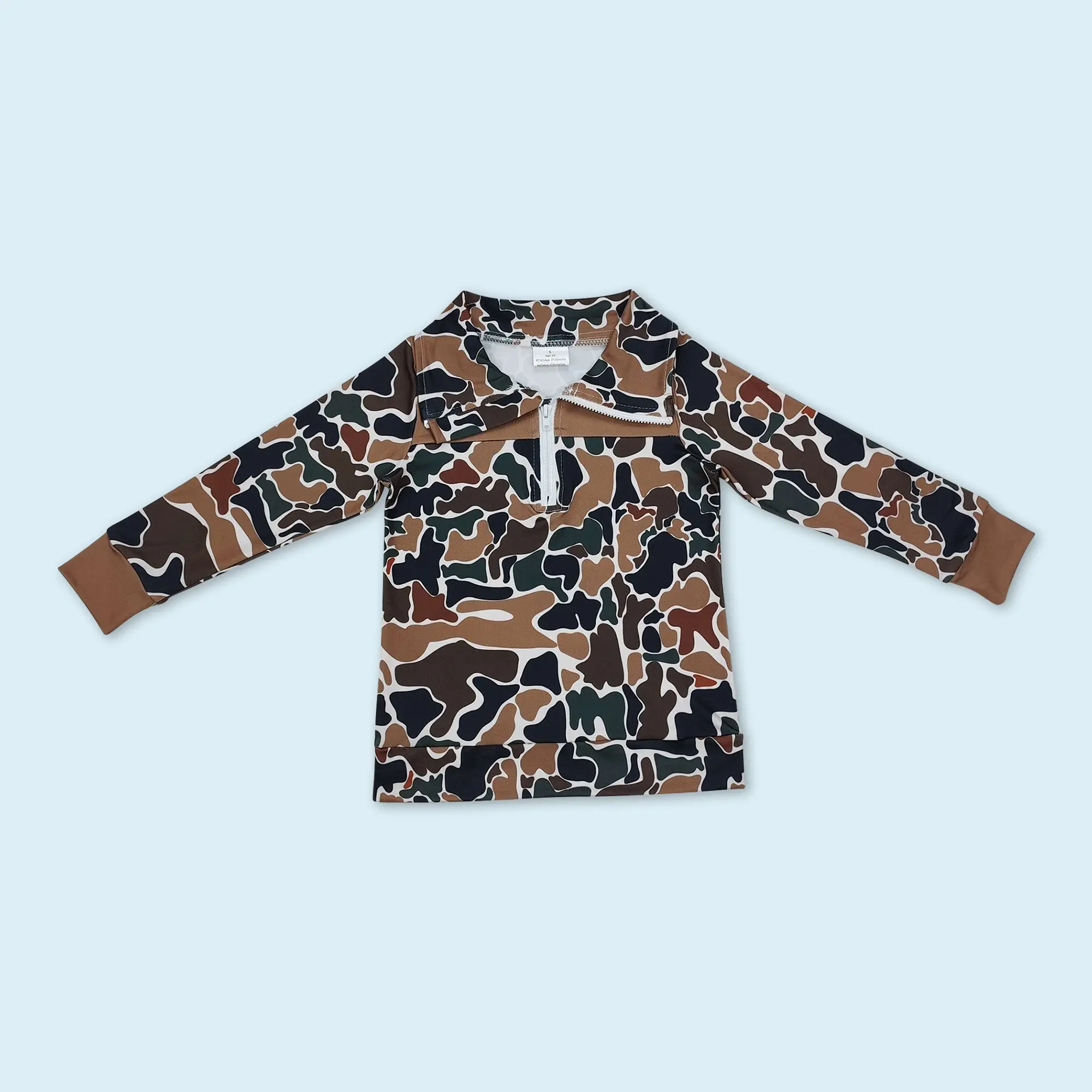 Brown camouflage western hunting season baby kids boys long sleeve pullover