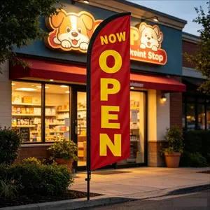 6.5 Ft Feather Flag for Store Opening Celebration, Waterproof Polyester, Wind-Resistant, Easy Installation, Attracts Crowds