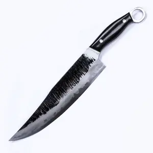 Slicer Meat Carving Knife, For Holiday Feasts & Campfire Cooking, Midnight Black Hand-Quenched Blade, Convex Grind Precision Edge Control, Japanese Forge Craft – Grill Master & Collector Gift | Meteorite Kodiak 10 Inch