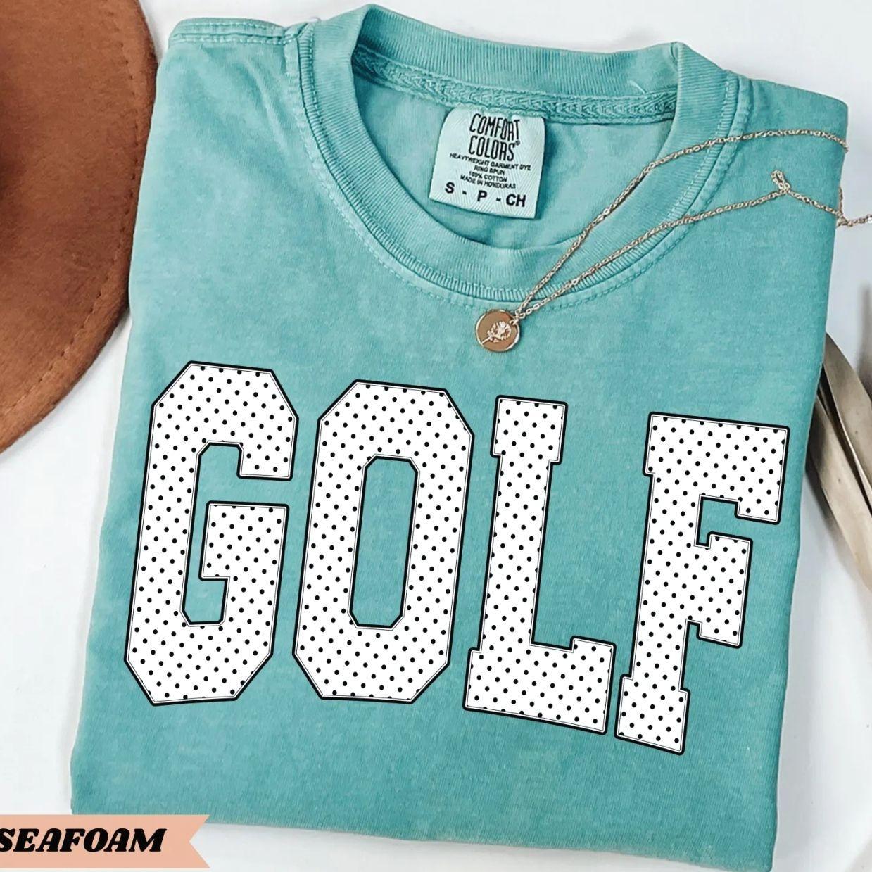 Women’s Crew Neck Short Sleeve Casual Golf Polka Dot Top, Girly Golfing Tee, Golfer Gift by Lauriel Designs