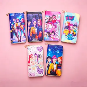 Fun Kpop Girl's Coin Purse, Kids' Money, Phone, and ID Holder, made of waterproof leather, easy to clean, suitable for various occasions such as school, school events, work, and travel.
