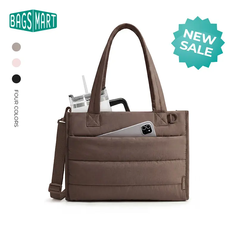 【NEW IN】BAGSMART Boxy Tote Bag for Women Crossbody Bag with Zipper 2 Size Handbag for Travel Work College Ultra Lightweight & Substantial Multi-pocket Design sohochic tiktokshopstockup