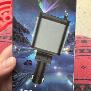 Car Charger with Starlight, 4 in 1 Retractable 66W USB C Car Charger with 2 USB Ports, Fast Car Charger Compatible with  iPhone 16 and Android