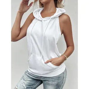 Fashion Pocket Open Back Hoodie with Drawstrings Top