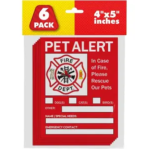 Safety Fire Rescue Sticker Save Our Pets Emergency Inside Decal for House Home Window Door Sign