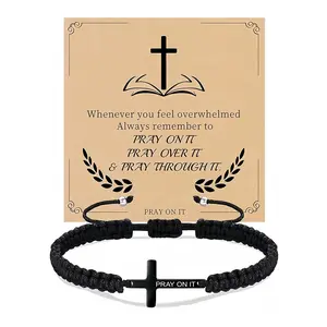 Christian Gifts Cross Bracelet for Men Easter Baptism Religious Gifts for Women Handmade Braided Bracelets Inspirational Confirmation Gifts for Teenage Girl Boys Jewelry