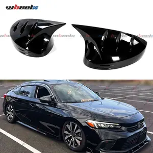 Honda Civic 2022-2025 M-Style Glossy Black Side Mirror Covers Car Accessories High-Quality ABS Plastic Horn Shape Design Automotive Vehicle