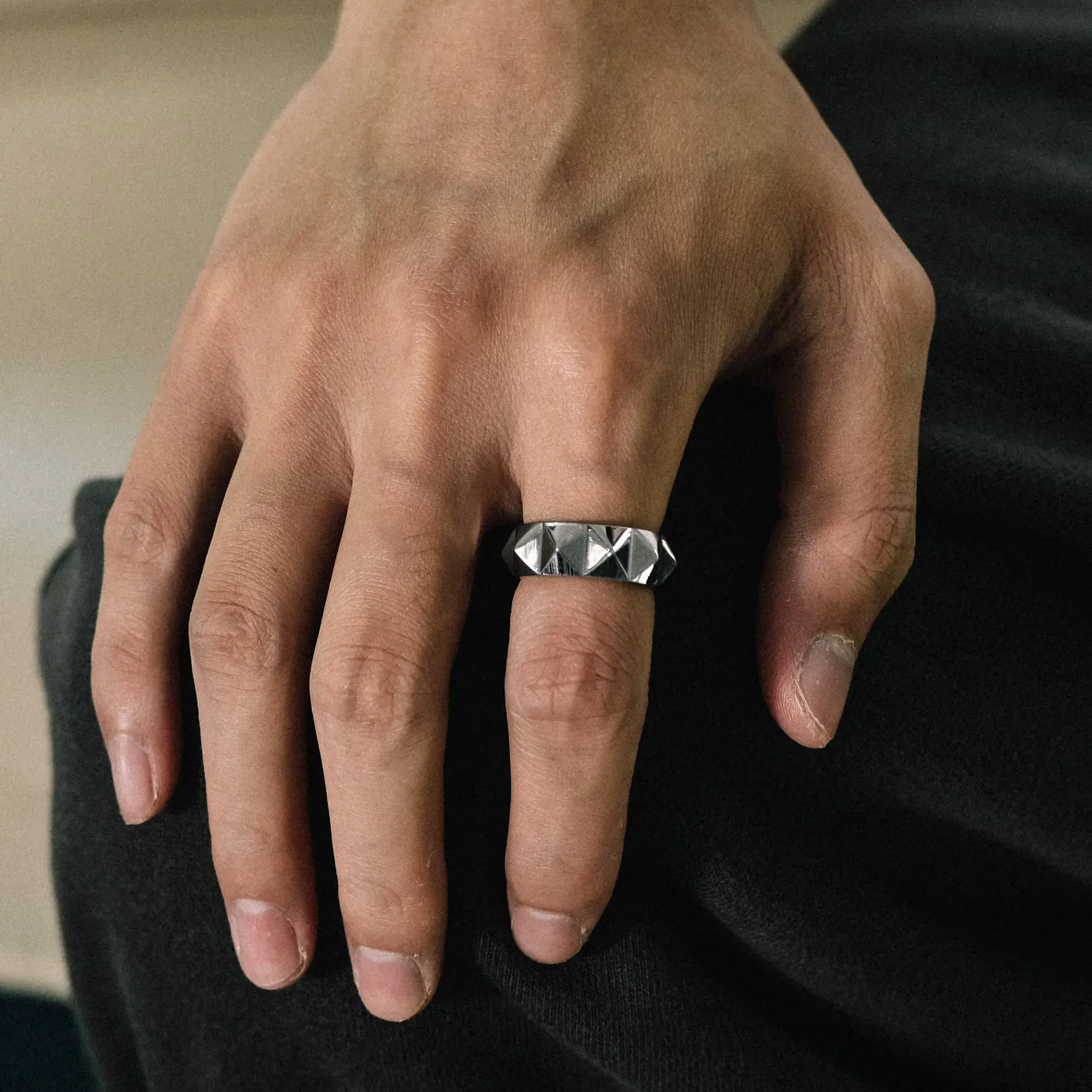 FaithHeart Stainless Steel Spike Ring for Men Women Punk Rock Jewelry
