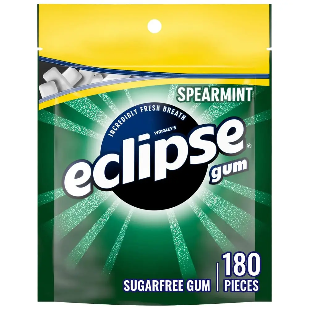 ECLIPSE Spearmint Chewing Gum Sugar Free, Mint Gum Bulk Pack, 8.8 Ounce (180 Piece Bag)