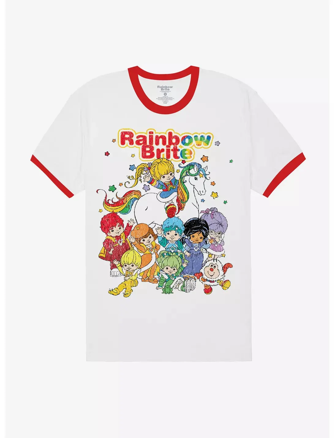Rainbow Brite Characters Boyfriend Fit Girls Ringer T-Shirt, Vintage Retro Unisex Ringer T-shirt