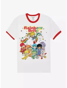 Rainbow Brite Characters Boyfriend Fit Girls Ringer T-Shirt, Vintage Retro Unisex Ringer T-shirt
