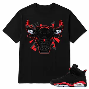 Men's Short-Sleeve Infrared 6s T-Shirt - Black "Retro Bull" Style, Sneaker-Matching Menswear Top