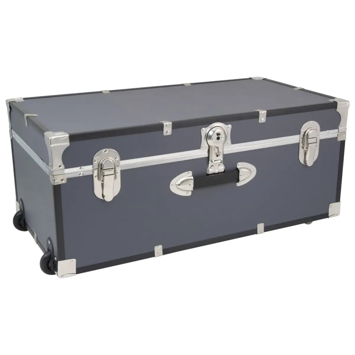 Seward 2005139 30 in. Collegiate Collection Footlocker Trunk with Wheels, Gray