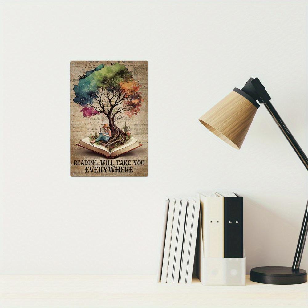 Single Piece of Metal Sign for Reading, Featuring a Vintage Design. This Retro Plaque Serves As an Painting Poster, Perfect for Decorating Walls in Your for home Library, Reading Room, Or Study, Measuring 7.8 by 11.8 Inches