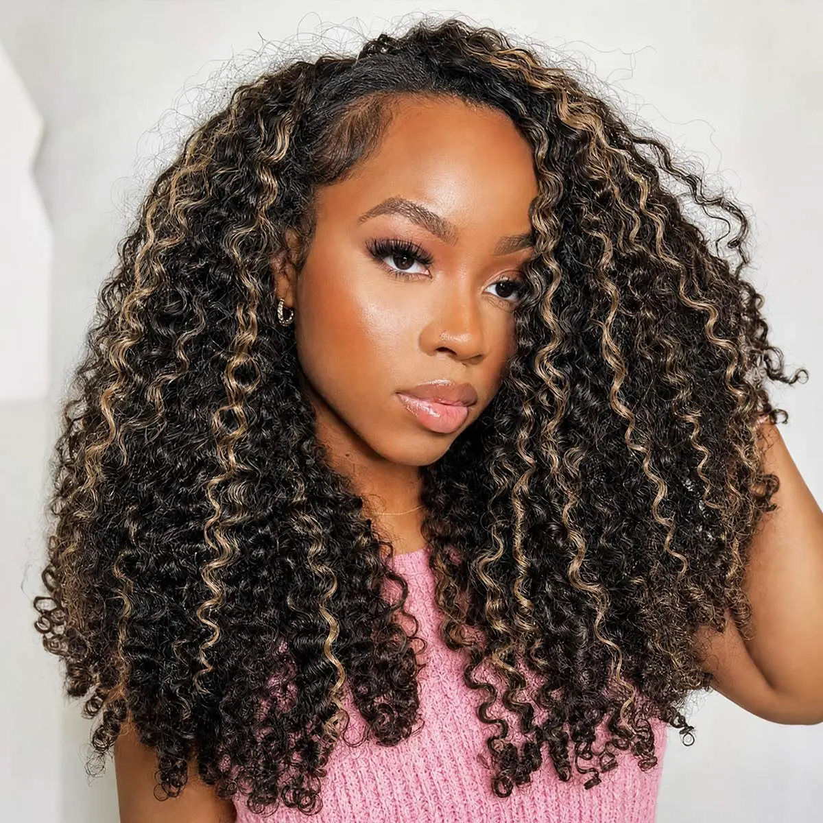 OQ HAIR Burmese Curly Half Wig Human Hair P1B/30 3 In 1 Half Wigs for Women Seamless Flip Over Glueless Wigs Human Hair with Drawstring Beginner Friendly Daily Wear #SohoChic #TikTokShopBackToSchool