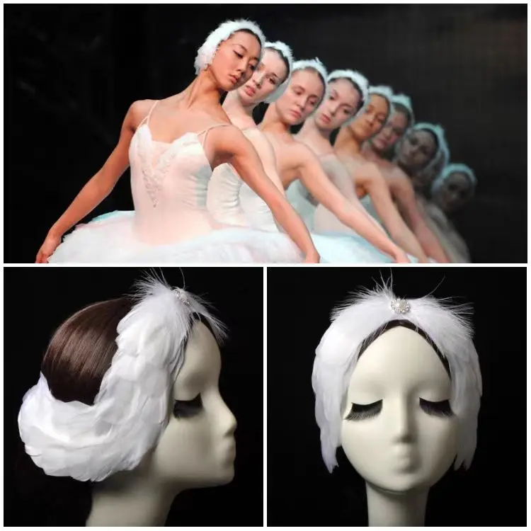 Ballet Accessories Feather Headpiece – Elegant Stage Performance Hair Ornament for Stunning Dance Shows and Artistic Presentations, Perfect for Theatrical and Ballet Performances