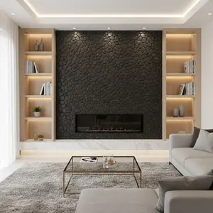 CHARCOAL 12" x 12" Interlocking Natural River Rock