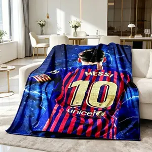 Football Superstar Flannel Blanket - Soft Cozy Throw for Adults, Sofa & Bed Decor, Thoughtful Gift Idea