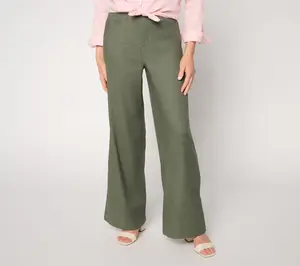 NYDJ Petite 5-Pocket Wide-Leg Linen Trouser