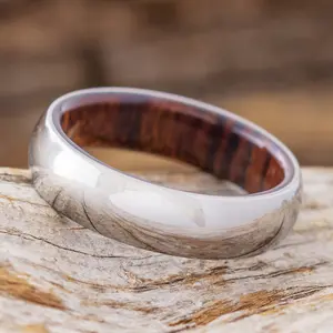Titanium Ring With Ironwood Inside
