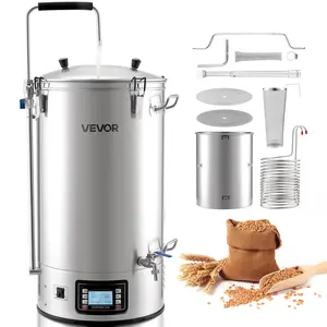 summervibes VEVOR Stainless Steel 16 Gal/60L All-in-1 Home Beer Brewing Equipment, 3000W Beer Maker with Anti-Burn Pump, Wort Chiller, Digital Control, Recipe Memory Timer, Removable Mesh Strainer