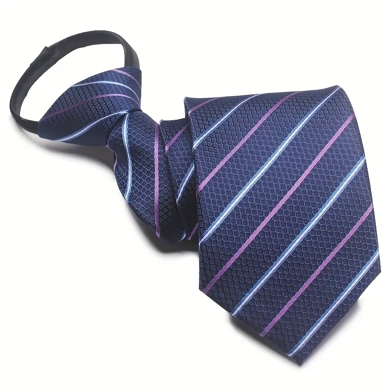 6-piece set - Navy Blue Series Easy-Pull Lazy Tie Casual Elegant Tie Business