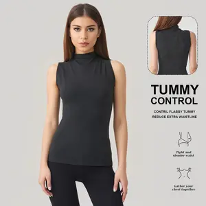 New Women’s Fashion Casual Versatile Slimming Solid Color Stretch Bodycon Mid-Neck Sleeveless Tank Top — Comfortable, Soft, Stretchy, Suitable for Everyday Wear, Layering, and Wearing Alone; Best Friend/Sisters Matching Style