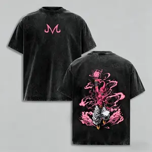 Dragon Ball Z Majin Buu Graphic T-Shirt, Vintage Washed Distressed Oversized Anime Tee, Retro Kid Buu Streetwear Top for Men Women, Anime Lover & Dragon Ball Fan Gift Shirt