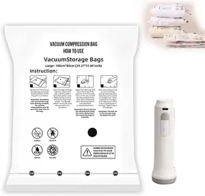 Cordless Travel Vacuum Bag Set, Travel Pack Vacuum Kit – Upgraded One Pull Compression, Saves 75% Space, Bolsas para Guardar Ropa al Vacío, 15 pack vacuum bags with vacuum pumps