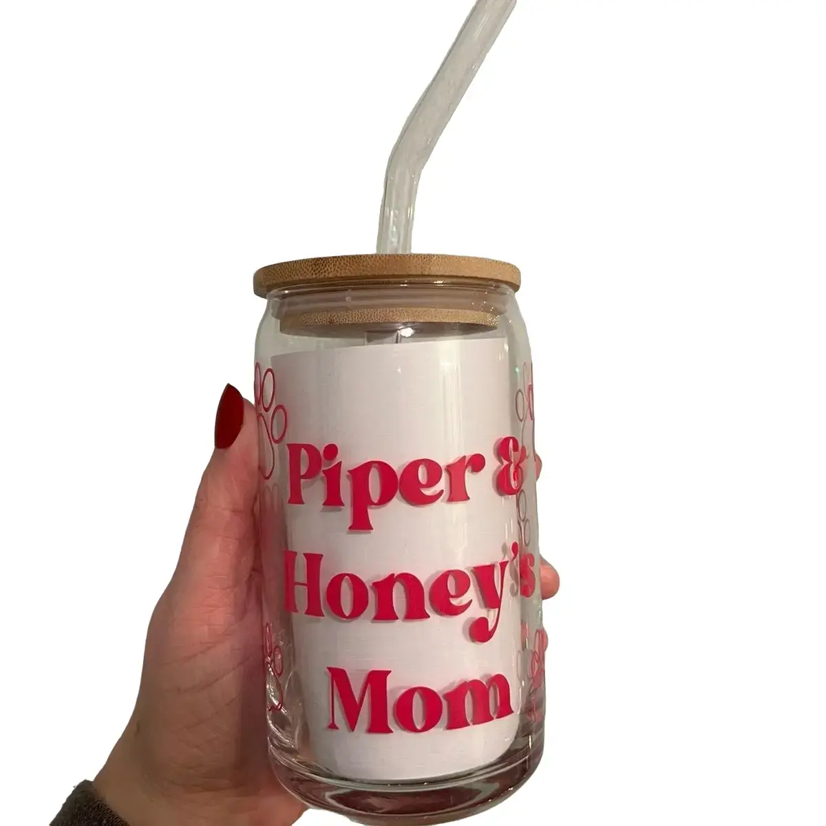 Personalized Pet Mom Can Glass | Drink Tumbler Glass | Custom Drinkware | Custom Cup for Dog Lovers | Christmas Stocking Stuffer Gift