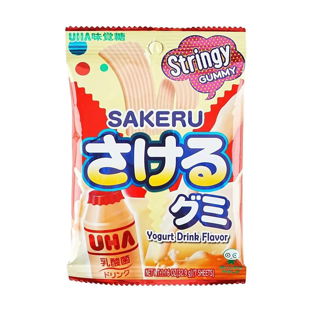 UHA Mikakuto Japan Lactobacillus Gummy Candy - Chewy Sour Fruit Flavored Snack, 32.9g