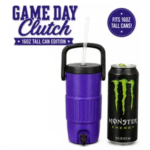 Game Day Clutch 16oz Tall Can Sports Cooler Coozie Insulated Durable Easy Carry Handle 3D Printed Reusable for Energy Drinks & Tailgates Baseball Basketball - Drinkware