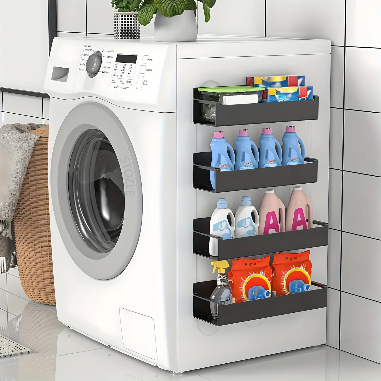 2/4pcs Magnetic Storage Box, Strong Magnetic Adsorption Non-perforated Installation Storage Rack, Kitchen Refrigerator, Coffee Machine, Washing Machine, Kitchen Spice Rack, Simple and Fashionable Household Goods.kitchen Organizers and Storage