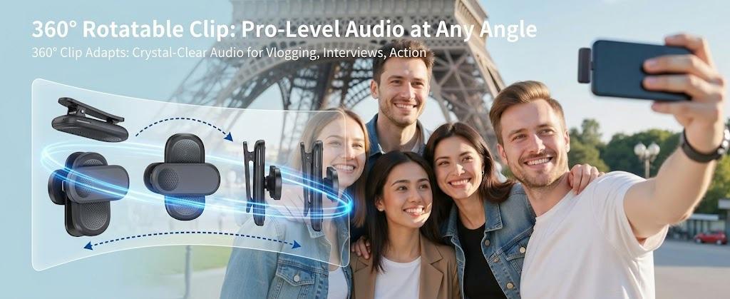 HITOZON Professional Wireless Lavalier microphone for iPhone,Android phone,Wireless Microphone Plug-Play,Lapel Mic for Video Recording,Teaching, interviews,Podcast,Cordless Omnidirectional Condenser Recording Mic for TikTok,YouTube,Vlog