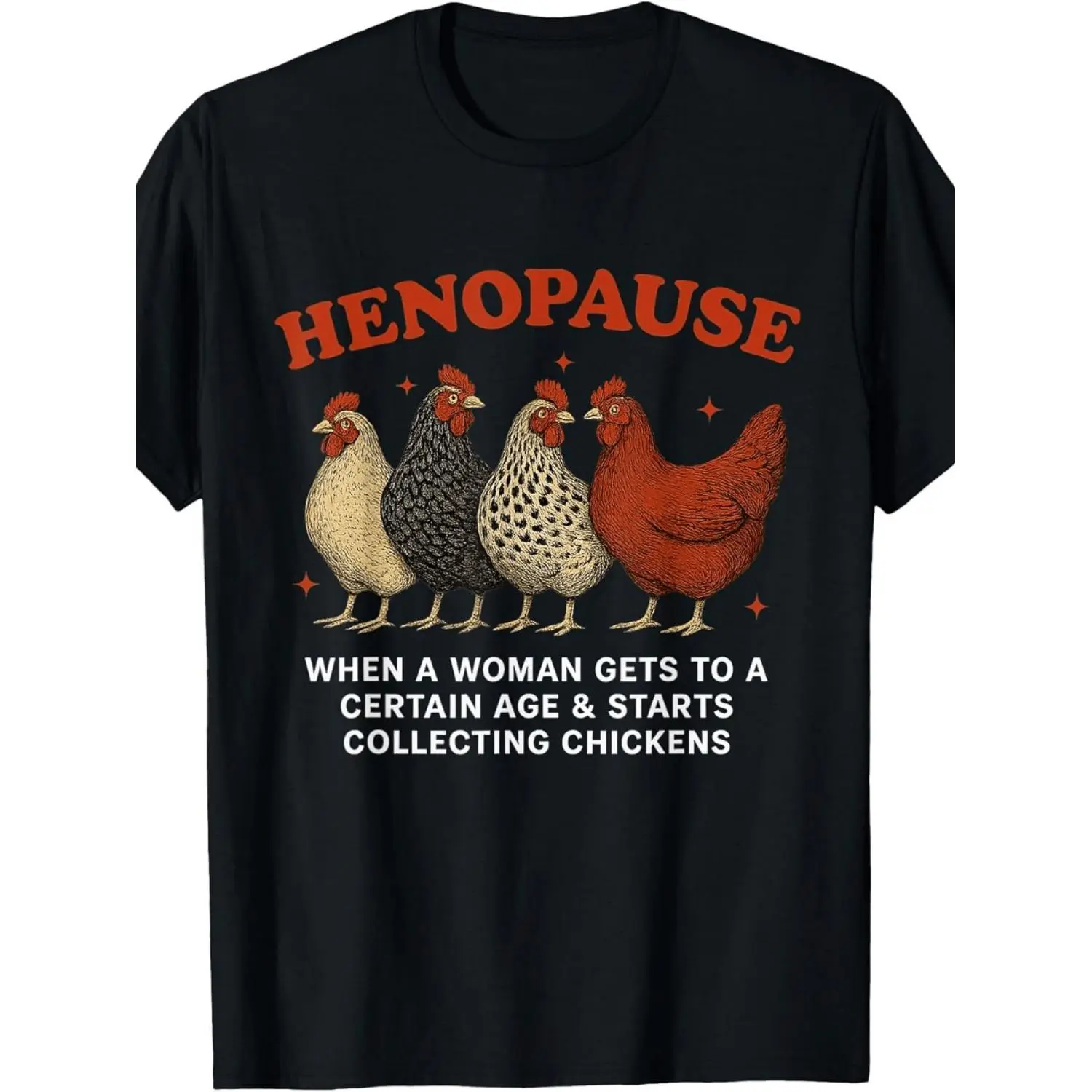 Menswear Humorous Menopause Chicken Farm T-Shirt - Unisex, Round Neck, Short Sleeve, Casual, Streetwear, 2025 Summer Top for Chicken Enthusiasts