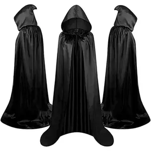 NoEnName_Null Unisex Black Grim Reaper Cloak Hooded Robe Long Cape for Cosplay Adults