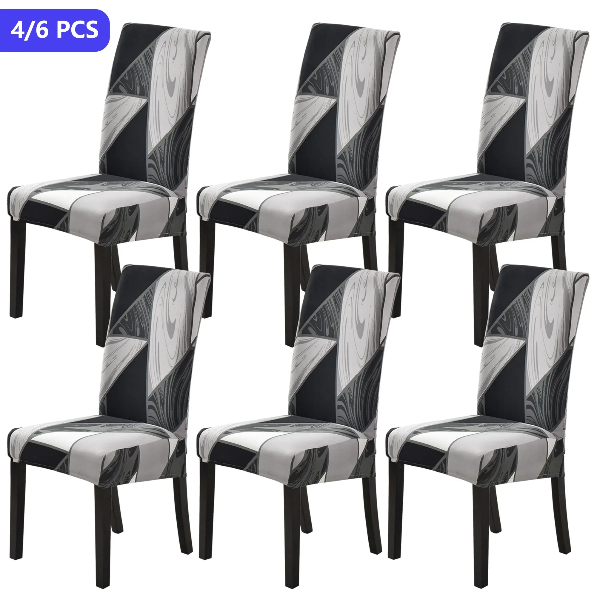 Dining Chair Covers, 4/6 Pack Removable Washable Stretch Chair Slipcovers, Dustproof Chair Protector for Home Dorm Hotel