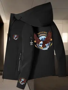 New Eagle Pattern Jacket, All-Weather Outdoor Hiking Vest, Lightweight Durable Fabric, Casual Slim-Fitting Outerwear for Travel