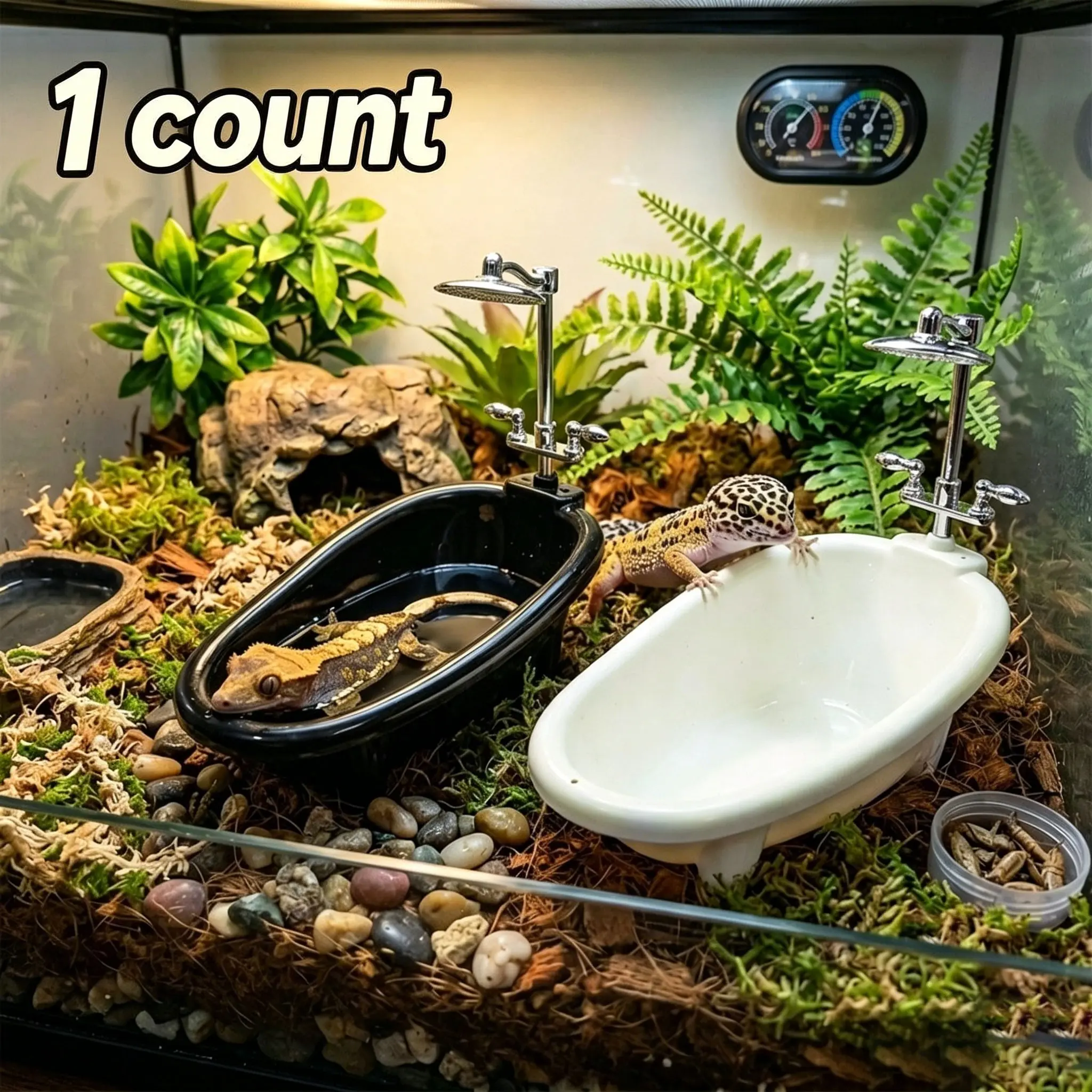 1pc Reptile & Small Pet Simulation Bathtub, Multi-Species Bathing Tub for Hamsters, Lizards, Turtles, Parrots & Birds, Terrarium & Cage Landscape Accessory Beauty and Cleaning Supplies, Terrarium Decor