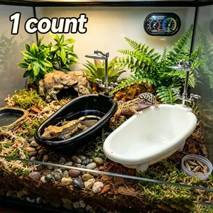 1pc Reptile & Small Pet Simulation Bathtub, Multi-Species Bathing Tub for Hamsters, Lizards, Turtles, Parrots & Birds, Terrarium & Cage Landscape Accessory Beauty and Cleaning Supplies, Terrarium Decor