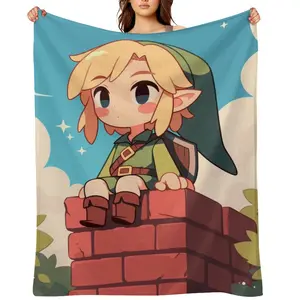 Zelda Fleece Throw Blanket For Women Winter Nap Cartoon Link Blue Flannel Blankets Mens Super Soft Warm Home Bedding Throws Office Camping Air Conditioned Quilt All Season Decor Boys Girls Christmas Holiday Gift Cozy Blanket