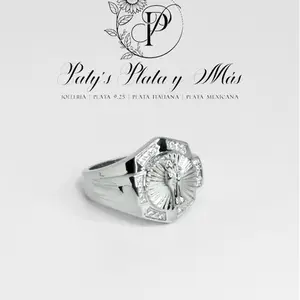 Paty’s Plata y Más LLC:  Santa Muerte Men’s Ring Italian Silver 925 Rhodium Protection