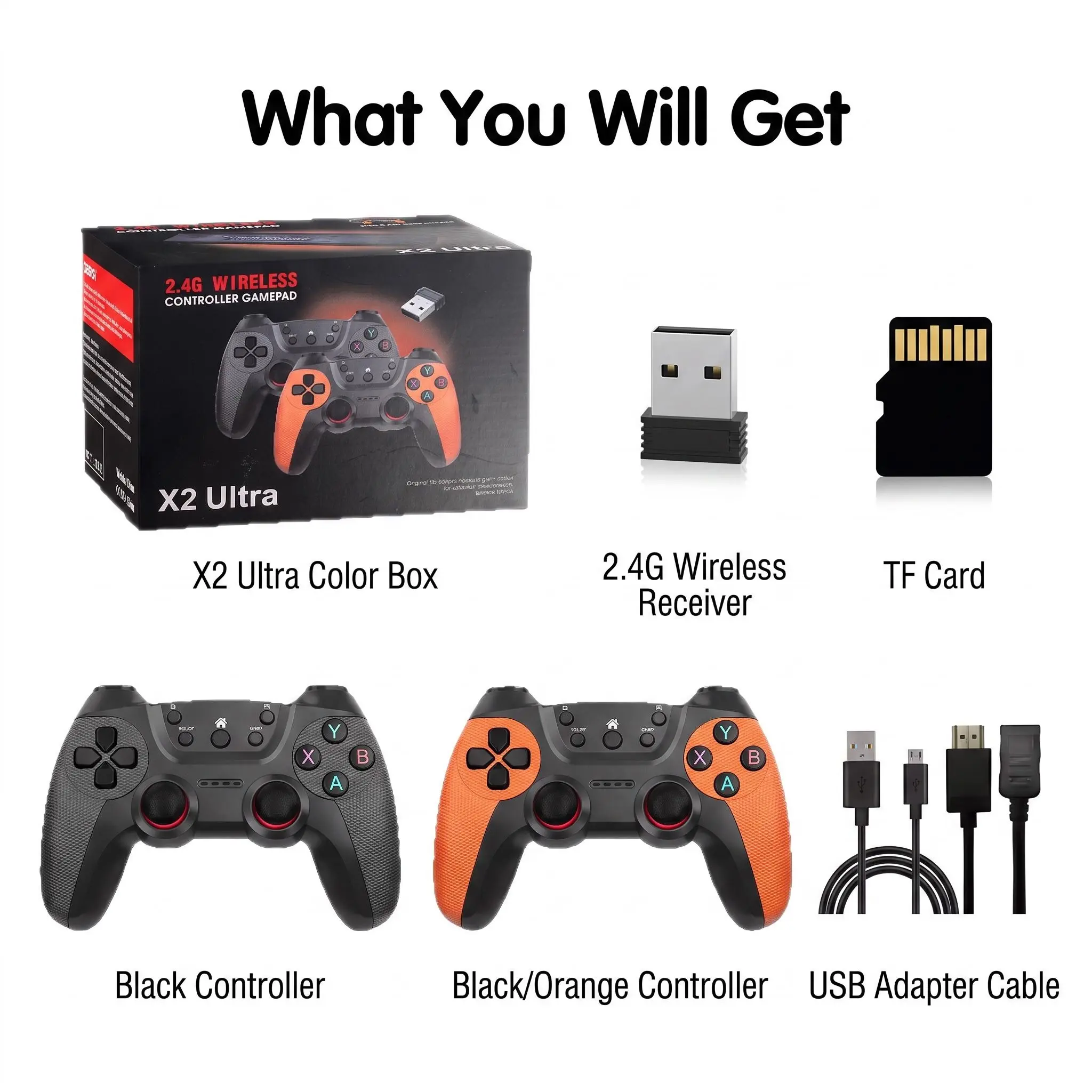 X2 Ultra 4K HDR Retro Gaming Console 30+ Emulators, 2.4G Low Latency Wireless Controllers HDMI TV Arcade Game Stick